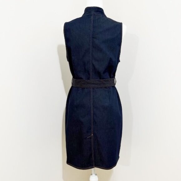 Chico's Denim Dress Refined Vest Jacket Dress Sleeveless Belted Size 1 = M/8 - Picture 4 of 5